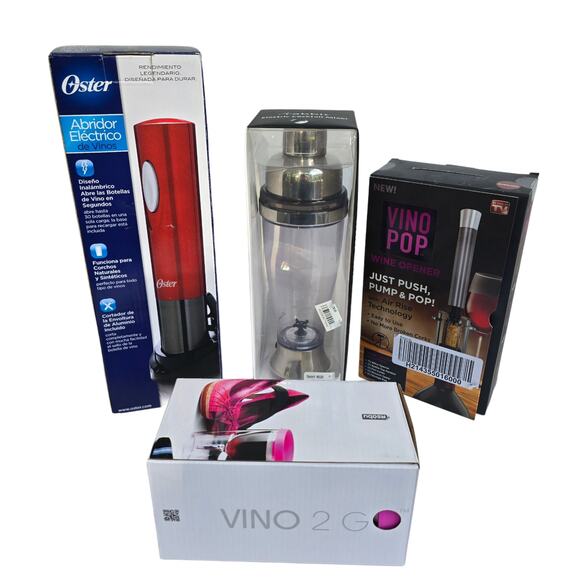 Wine Opener Lot Oster Rechargeable VinoPop Vino2Go Tumbler Rabbit Cocktail Mixer - Picture 1 of 5